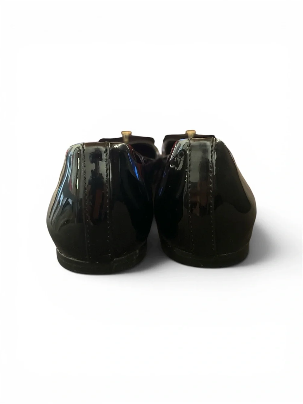 Tory Burch Black Patent Leather Ballet Flats with Gold Logo